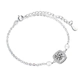 925 Silver 0.5ct D VVS1 Square Moissanite Bracelet for Women