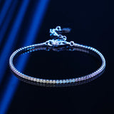 925 Silver 1.5mm Rainbow Zircon Tennis Chain Bracelet Women's Jewelry