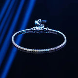 925 Silver 1.5mm Rainbow Zircon Tennis Chain Bracelet Women's Jewelry