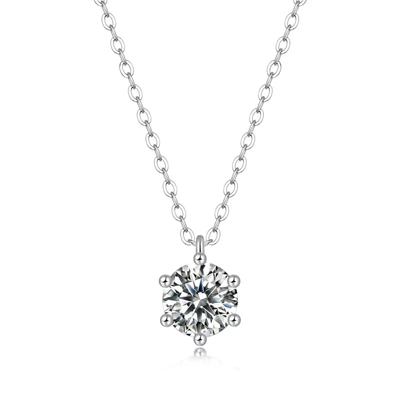 1ct D VVS1 Moissanite Pendant Necklace 925 Sterling Silver Jewelry Gift