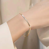 925 Silver Snake Bone Chain Bracelet 18k Plated Blade Bangle Gift Women
