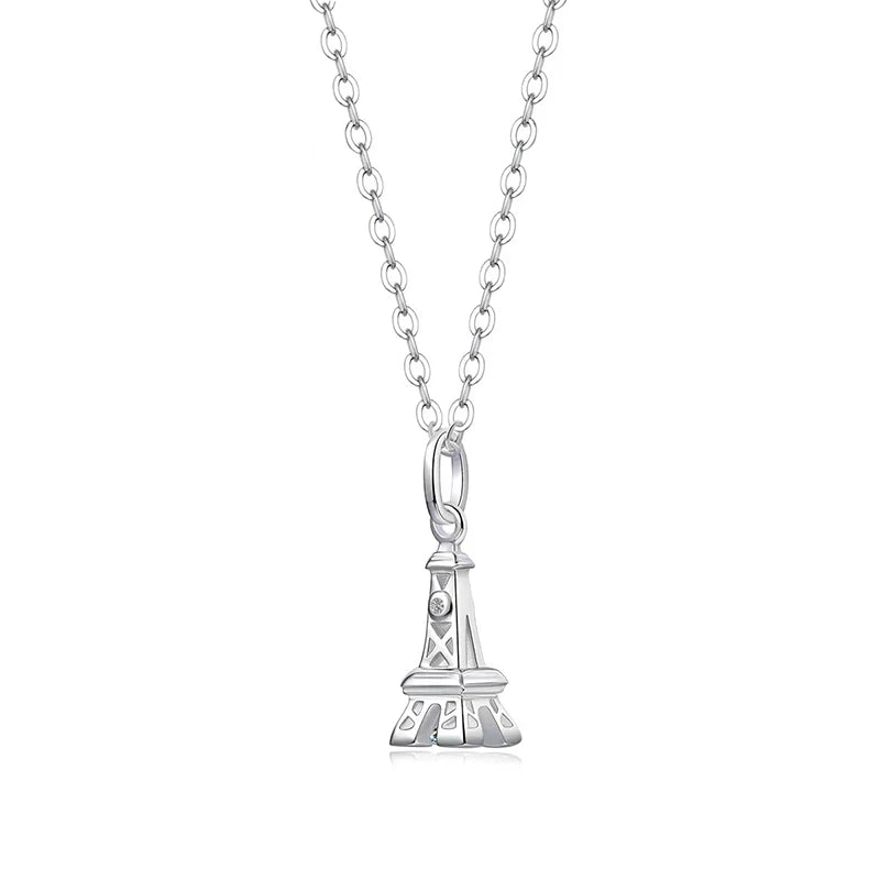 925 Silver Moissanite Tower Necklace for Women Diamond Test Charm Necklace