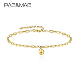 925 Sterling Silver Ball Chain & Link Bracelets 14K Real Plated Women Bracelet