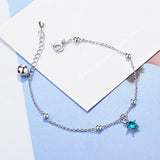 925 Silver Bell Bracelet Charm Star Crystal Bracelet for Women