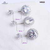 925 Silver Belly Ring Round Crystal Piercing 14G