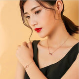 925 Silver Bracelet Cubic Zirconia Rose Women's Hand Accessories