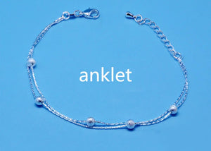925 Sterling Silver Bracelets Women Accessories Frosted ball Anklets Charm