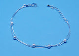 925 Sterling Silver Bracelets Women Accessories Frosted ball Anklets Charm