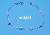 925 Sterling Silver Bracelets Women Accessories Frosted ball Anklets Charm