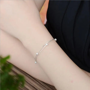 925 Sterling Silver Bracelets Women Accessories Frosted ball Anklets Charm