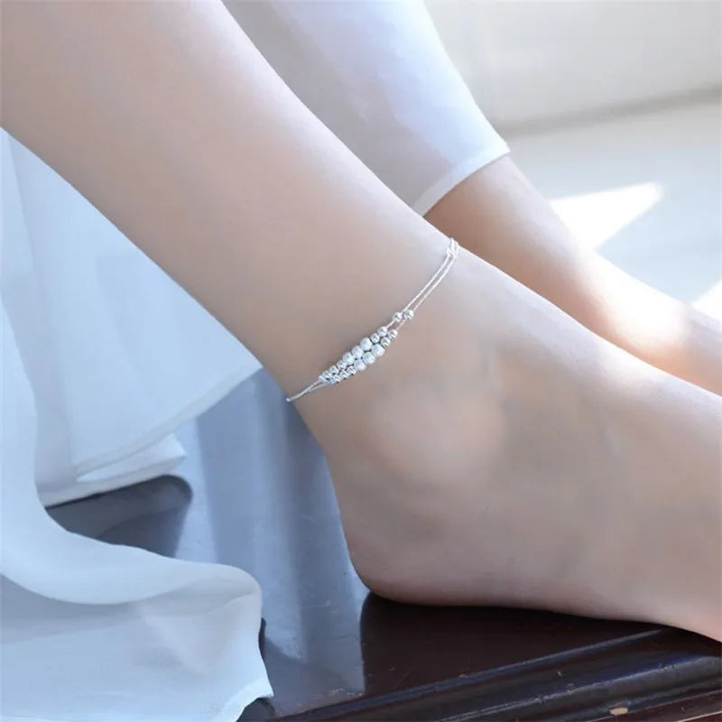 925 Sterling Silver Bracelets For Women Accessories Girls Anklets