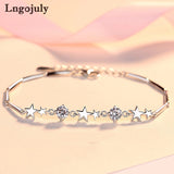 925 Silver Bracelet Charm Star Shape Zircon Gift for Women