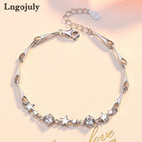 925 Silver Bracelet Charm Star Shape Zircon Gift for Women