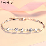 925 Silver Bracelet Charm Star Shape Zircon Gift for Women