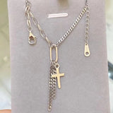 925 Silver Cross Chain Bracelet for Women Plated Charm Bangles