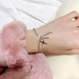 925 Silver Cross Chain Bracelet for Women Plated Charm Bangles