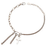 925 Silver Cross Chain Bracelet for Women Plated Charm Bangles