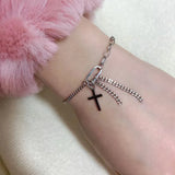 925 Silver Cross Chain Bracelet for Women Plated Charm Bangles