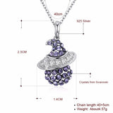 925 Silver Crystal Witch Pendant Necklace Women Silver Jewelry Gift