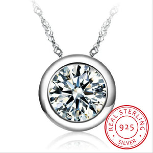 925 Silver Crystal Pendant Necklace for Women Boho Fine Jewelry