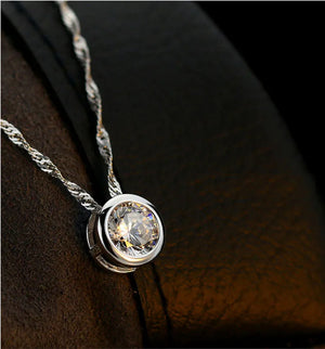 925 Silver Crystal Pendant Necklace for Women Boho Fine Jewelry