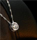 925 Silver Crystal Pendant Necklace for Women Boho Fine Jewelry