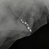 925 Silver CZ Star Pendant Necklace Women NK002