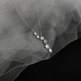 925 Silver CZ Star Pendant Necklace Women Wedding Jewelry