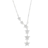 925 Silver CZ Star Pendant Necklace Women NK002