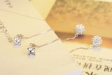 925 Silver Drop Earrings Bride Wedding Jewelry Crystal Ball Long Earring