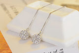 925 Silver Drop Earrings Bride Wedding Jewelry Crystal Ball Long Earring