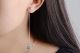 925 Silver Drop Earrings Bride Wedding Jewelry Crystal Ball Long Earring