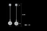 925 Silver Drop Earrings Bride Wedding Jewelry Crystal Ball Long Earring
