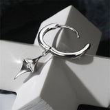 925 Silver Star Drop Earrings for Men
