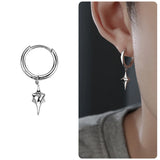 925 Silver Star Drop Earrings for Men