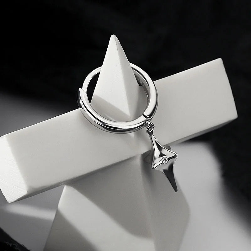 925 Silver Star Drop Earrings for Men