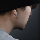 925 Silver Star Drop Earrings for Men