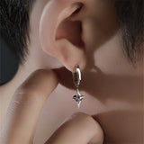 925 Silver Star Drop Earrings for Men