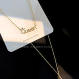 925 Silver Queen Diamond Necklace Pendant Letter Choker