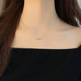 925 Silver Queen Diamond Necklace Pendant Letter Choker