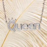925 Silver Queen Diamond Necklace Pendant Letter Choker
