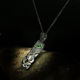 925 Silver Emerald Choker Pendant Necklace for Women