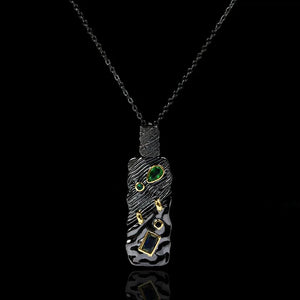 925 Silver Emerald Choker Pendant Necklace for Women
