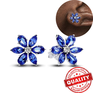 925 Silver Flower Earring Sparkling Cluster Studs for Women Girls