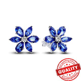 925 Silver Flower Earring Sparkling Cluster Studs for Women Girls