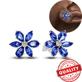 925 Silver Flower Earring Sparkling Cluster Studs for Women Girls