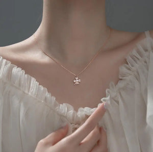 925 Silver Four-leaf Clover Zircon Choker Necklace Women