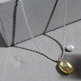 925 Silver Freshwater Pearl Necklace Women Pendant Clavice Chain