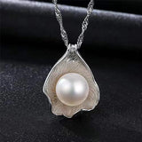925 Silver Pearl Pendant Necklace & Shell Earrings Set