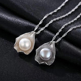 925 Silver Pearl Pendant Necklace & Shell Earrings Set